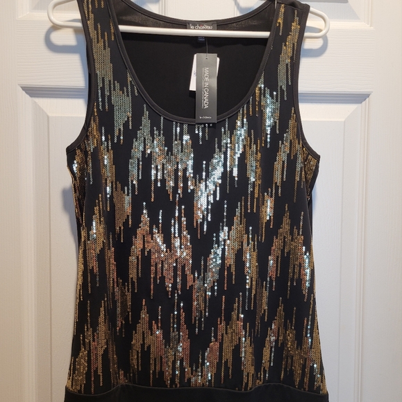 Le Chateau black top with gold sequins (US Medium) New with tags! - Picture 1 of 8